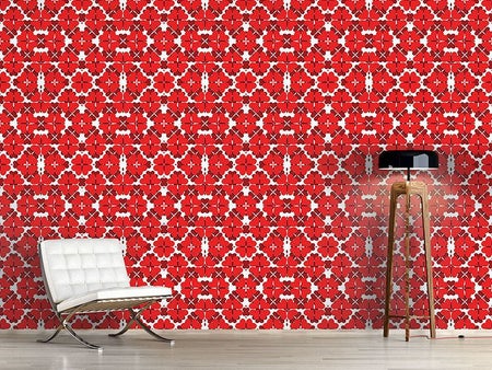 Wall Mural Pattern Wallpaper Shamrock In Red