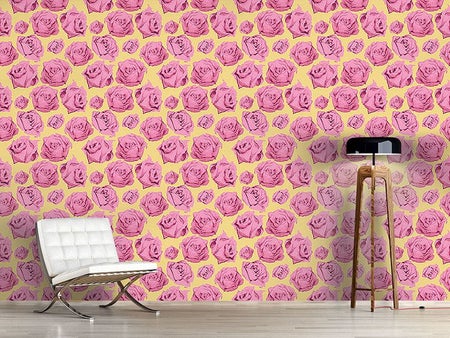 Wall Mural Pattern Wallpaper Art Rose Gelb