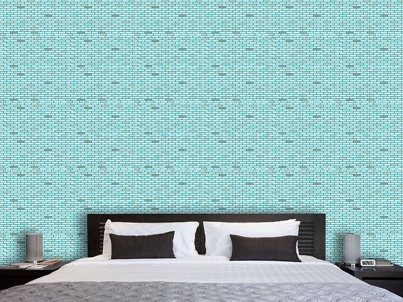 Wall Mural Pattern Wallpaper Blue Brick Wall