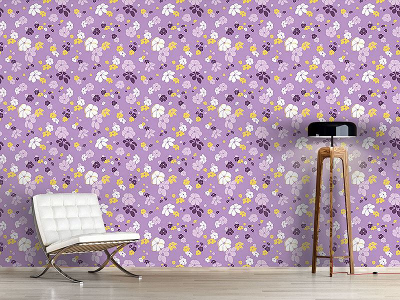 Wall Mural Pattern Wallpaper Lilac Flower Rain