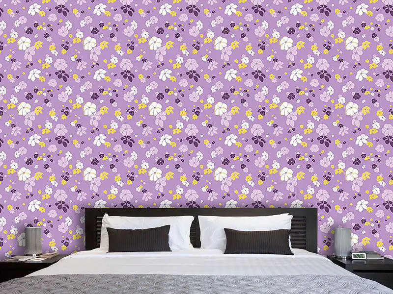 Wall Mural Pattern Wallpaper Lilac Flower Rain