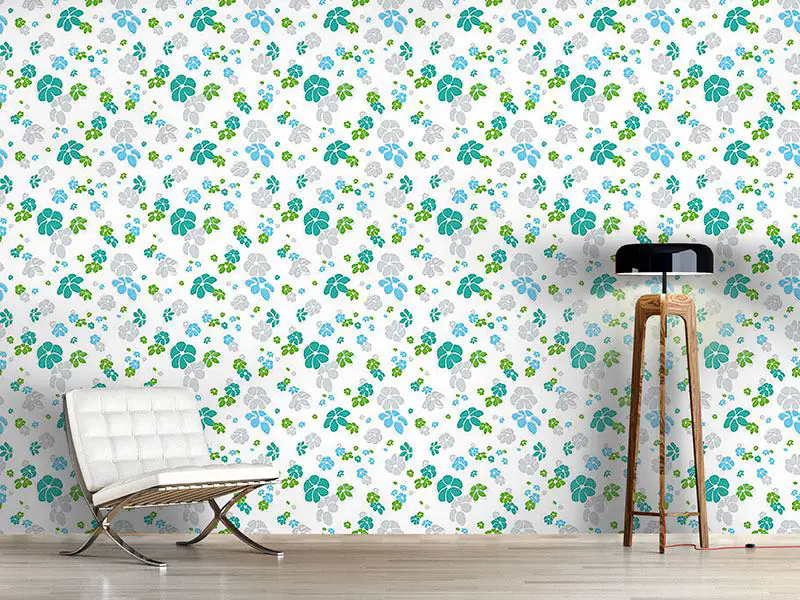 Wall Mural Pattern Wallpaper White Flower Rain
