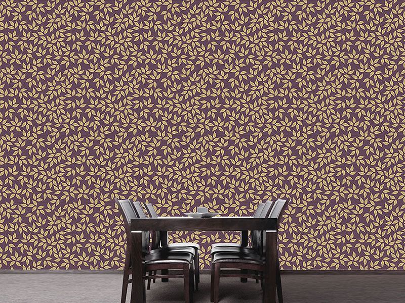 Wall Mural Pattern Wallpaper Golden Leaf Winter