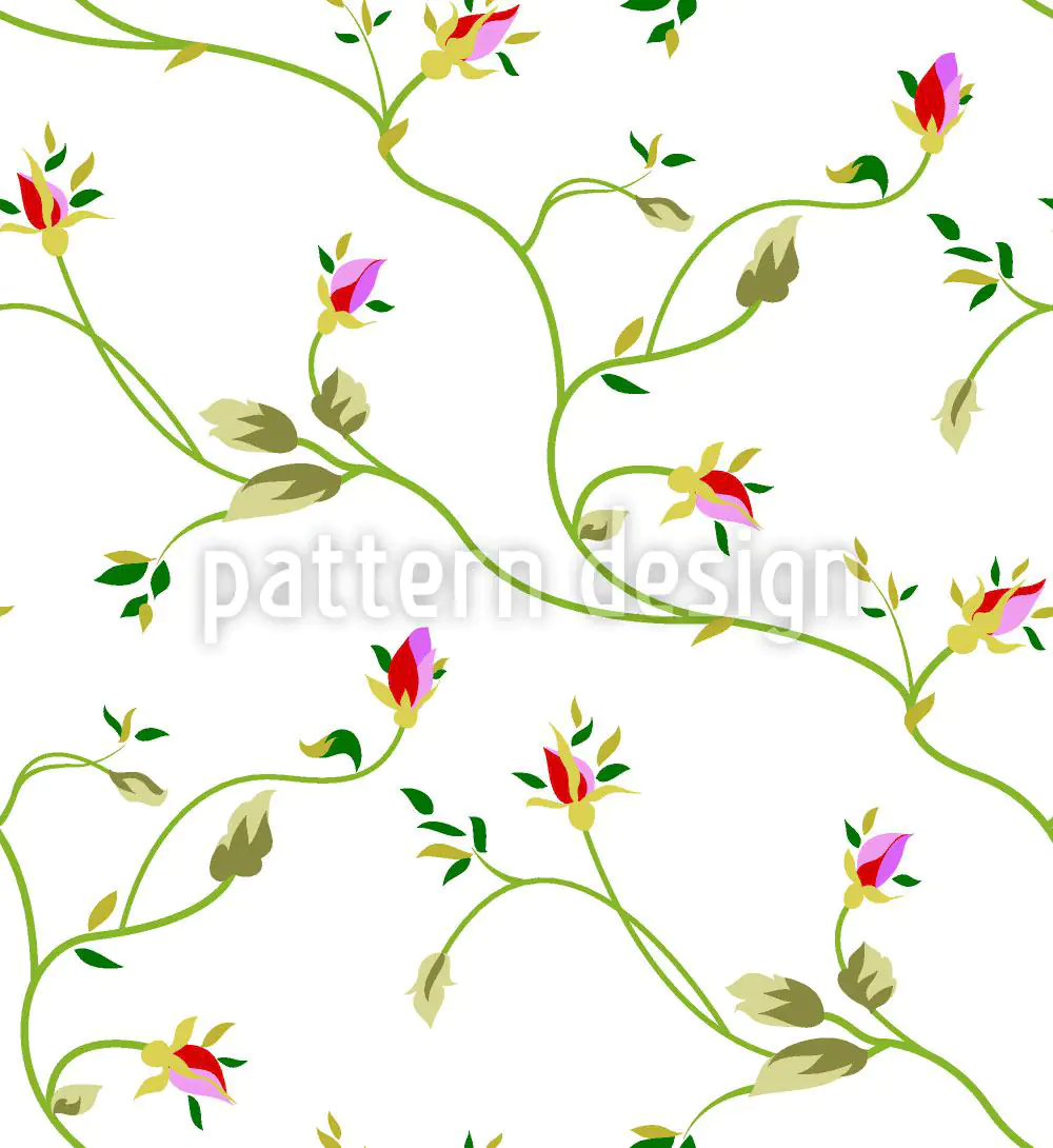 Wall Mural Pattern Wallpaper Rose Tendrils Day