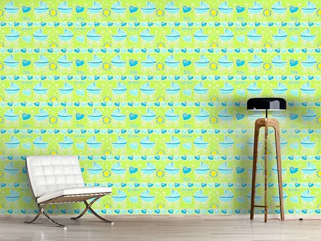 Wall Mural Pattern Wallpaper Neon Baby Blue