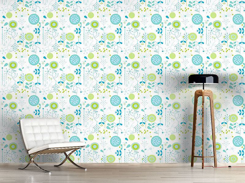 Wall Mural Pattern Wallpaper Liljana Aqua