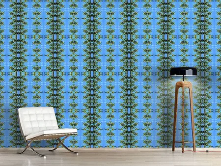 Wall Mural Pattern Wallpaper In The Blue Pinewood