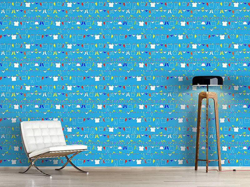 Wall Mural Pattern Wallpaper Washing Day