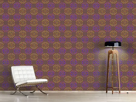 Wall Mural Pattern Wallpaper Ethno Signs Brown