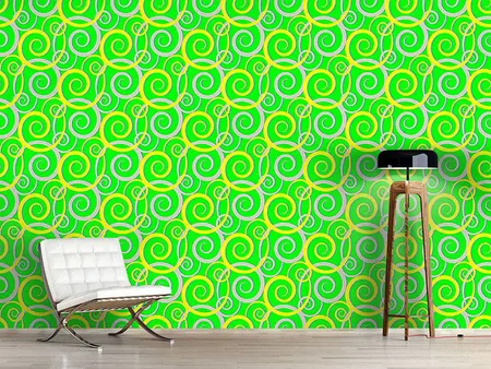 Wall Mural Pattern Wallpaper Curly Green