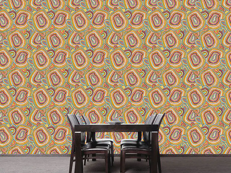 Wall Mural Pattern Wallpaper Multicolored Entwined Lines