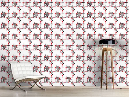 Wall Mural Pattern Wallpaper Red And Black Construction
