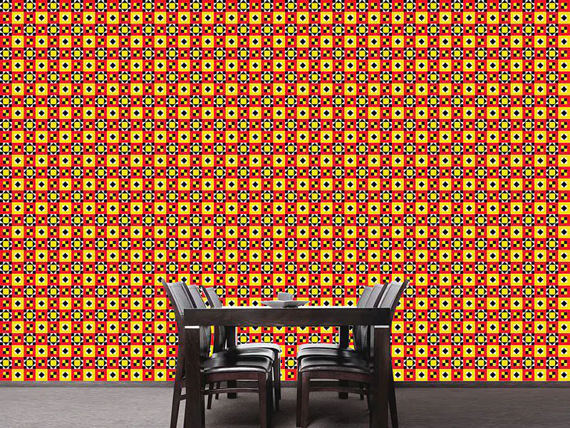 Wall Mural Pattern Wallpaper Bright Ethno Quilt