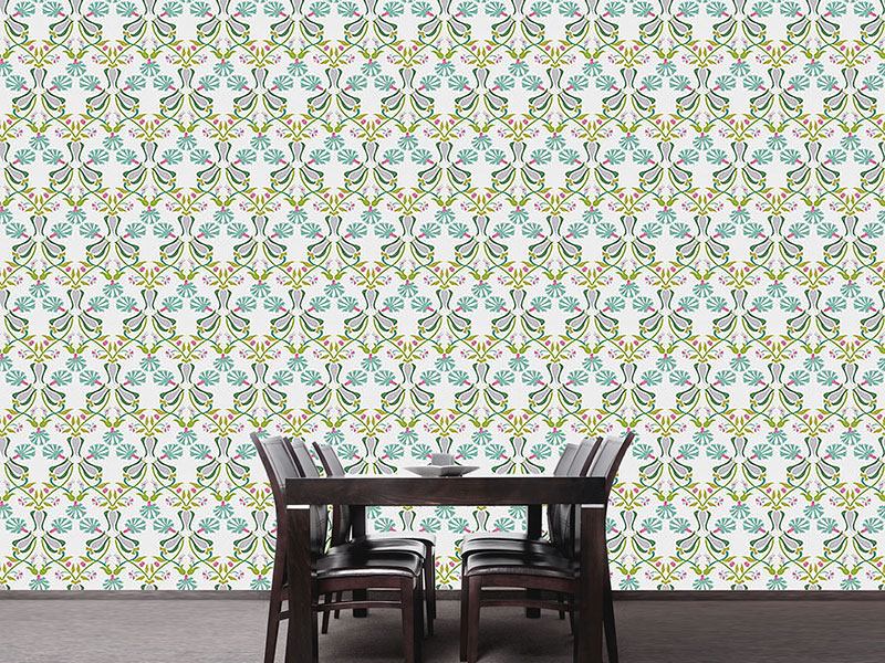 Wall Mural Pattern Wallpaper Tulips And Carnations Entwined