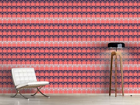 Wall Mural Pattern Wallpaper Flowerpots Flamingo