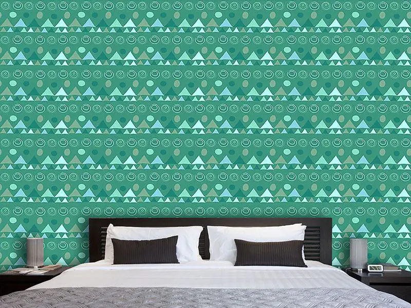 Wall Mural Pattern Wallpaper Triangles In Green