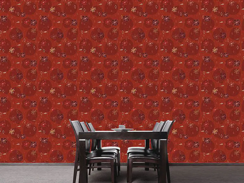 Wall Mural Pattern Wallpaper Party In Red