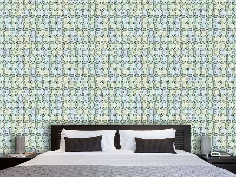 Wall Mural Pattern Wallpaper Triangles In Watergreen