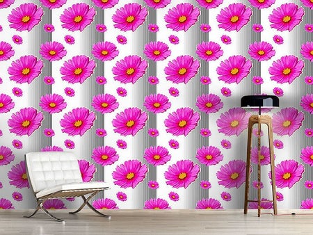 Wall Mural Pattern Wallpaper Pink Cosmea