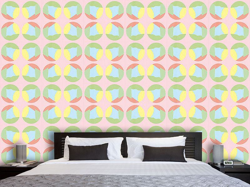 Wall Mural Pattern Wallpaper Striped Circles In Pastel
