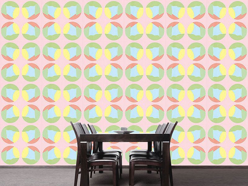 Wall Mural Pattern Wallpaper Striped Circles In Pastel