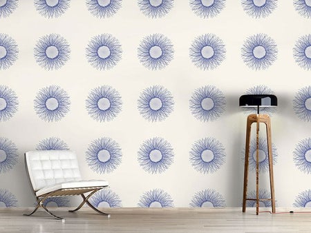 Wall Mural Pattern Wallpaper Sunflower Blue