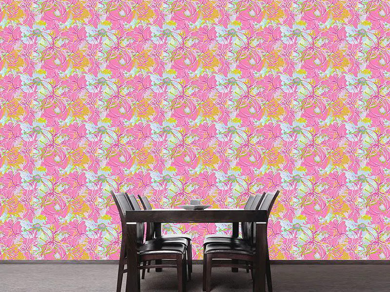 Wall Mural Pattern Wallpaper Liliana In Pink