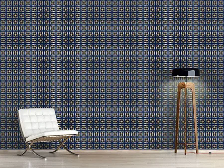 Wall Mural Pattern Wallpaper Tiles In Blue And Gold