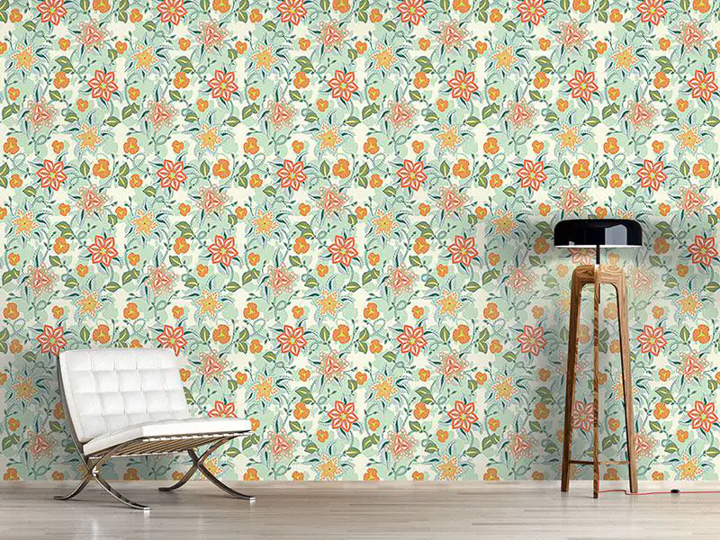 Wall Mural Pattern Wallpaper Late Summer Flower Romance