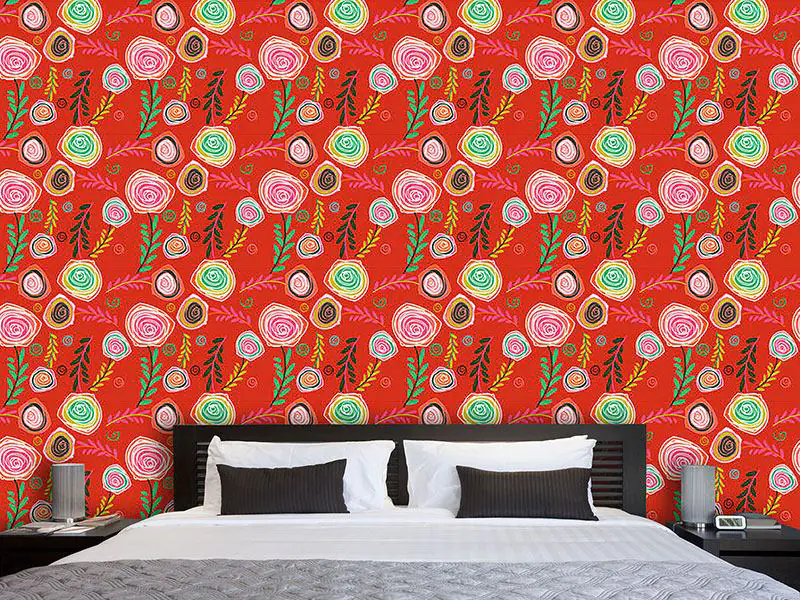 Wall Mural Pattern Wallpaper Crazy For Roses