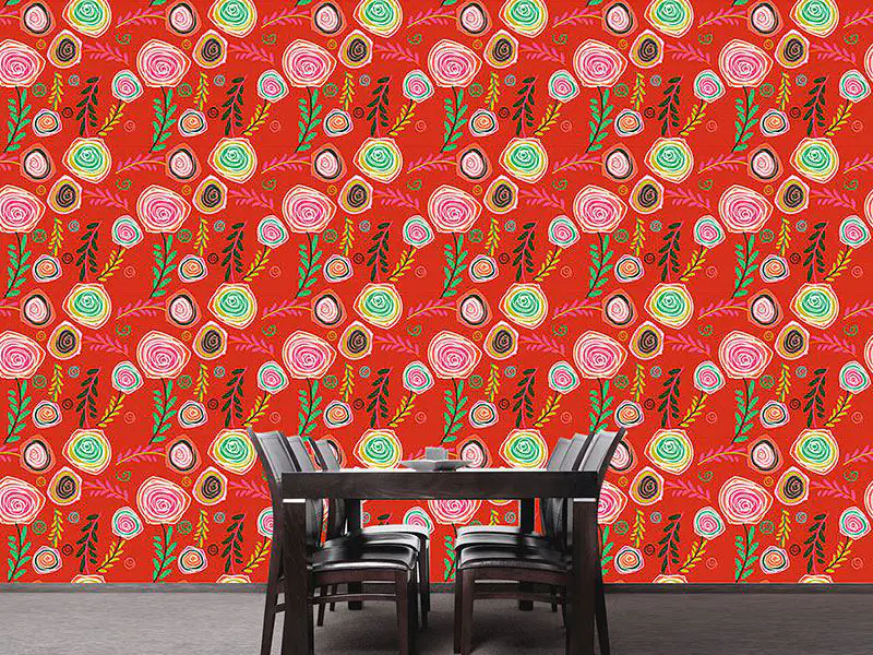 Wall Mural Pattern Wallpaper Crazy For Roses