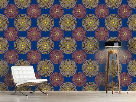Wall Mural Pattern Wallpaper Solar Circles On Blue