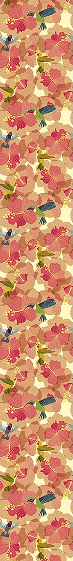 Wall Mural Pattern Wallpaper Hummingbird Marriage On Hibiscus