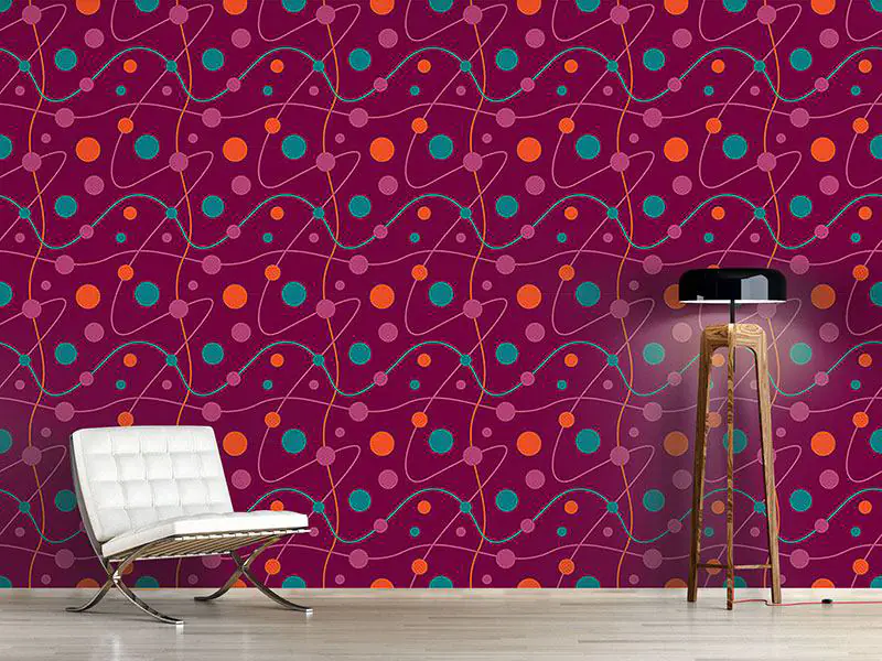 Wall Mural Pattern Wallpaper Circular Rounds Magenta