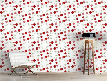 Wall Mural Pattern Wallpaper Cherries For Dessert