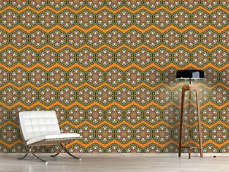 Wall Mural Pattern Wallpaper Kaleidoscope Zig Zag Brown