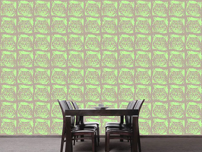 Wall Mural Pattern Wallpaper Kitty Minka Green