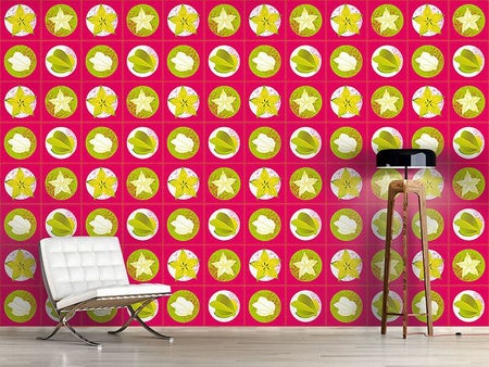 Wall Mural Pattern Wallpaper Carambola Pink