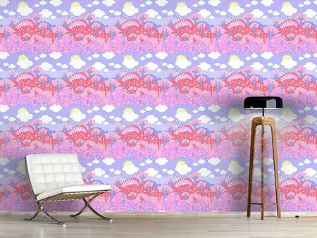 Wall Mural Pattern Wallpaper Rainbow Wonderland Pink