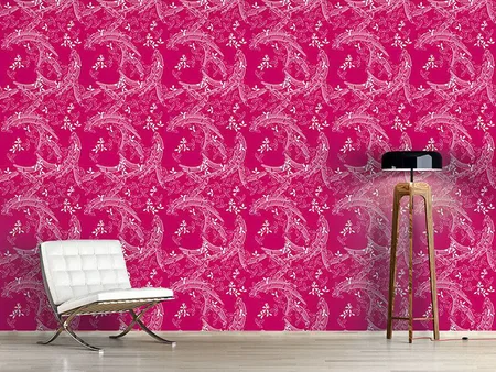 Wall Mural Pattern Wallpaper Bush Clover Asia Pink
