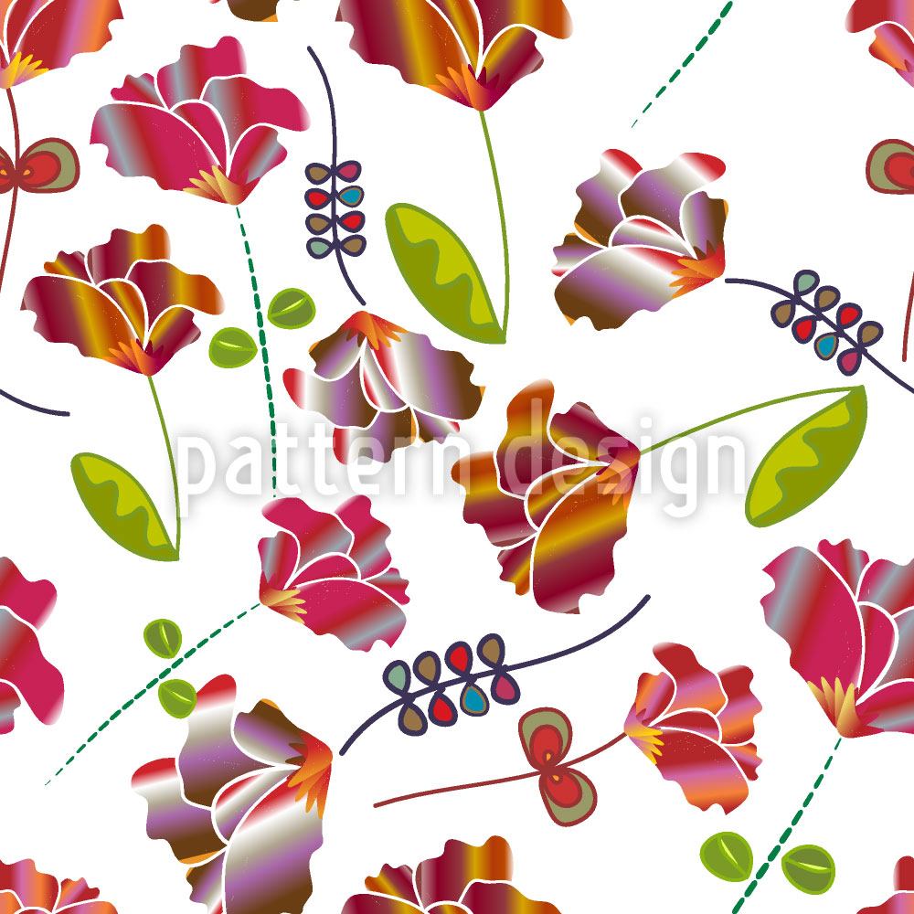 Designmuster Tapete Blumen Aus Peru Weiss
