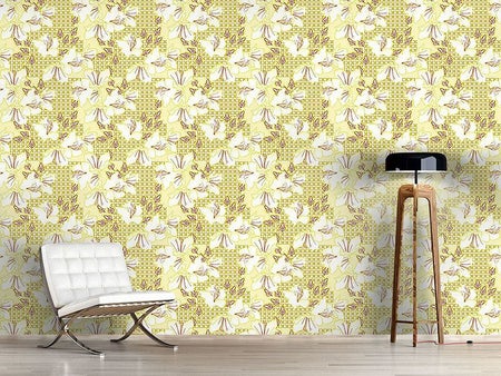 Wall Mural Pattern Wallpaper Oriental Blossoms Vanilla