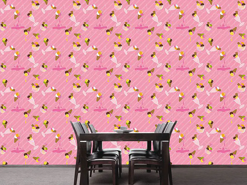 Wall Mural Pattern Wallpaper Strawberry Gelato