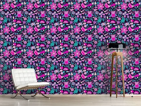 Wall Mural Pattern Wallpaper Valentines Day In The Magic Forest