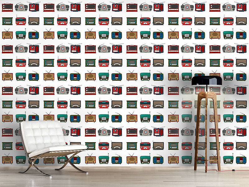 Wall Mural Pattern Wallpaper Retro Radio