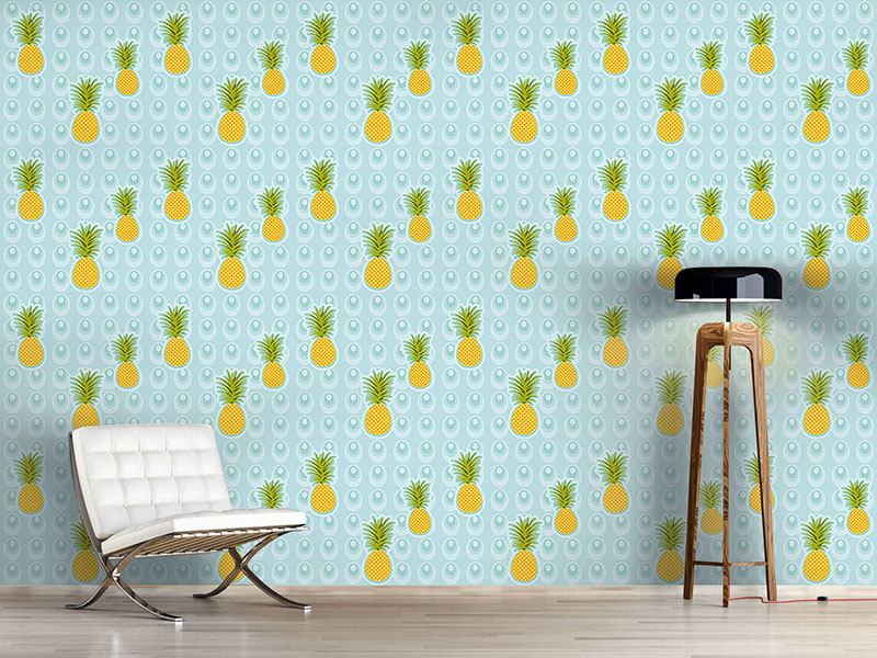 Wall Mural Pattern Wallpaper Pineapple In The Whirlpool