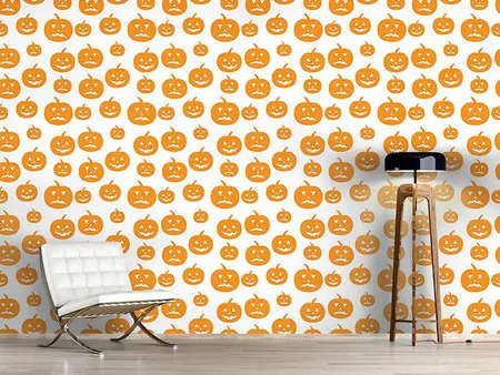 Wall Mural Pattern Wallpaper Halloween Pumpkins