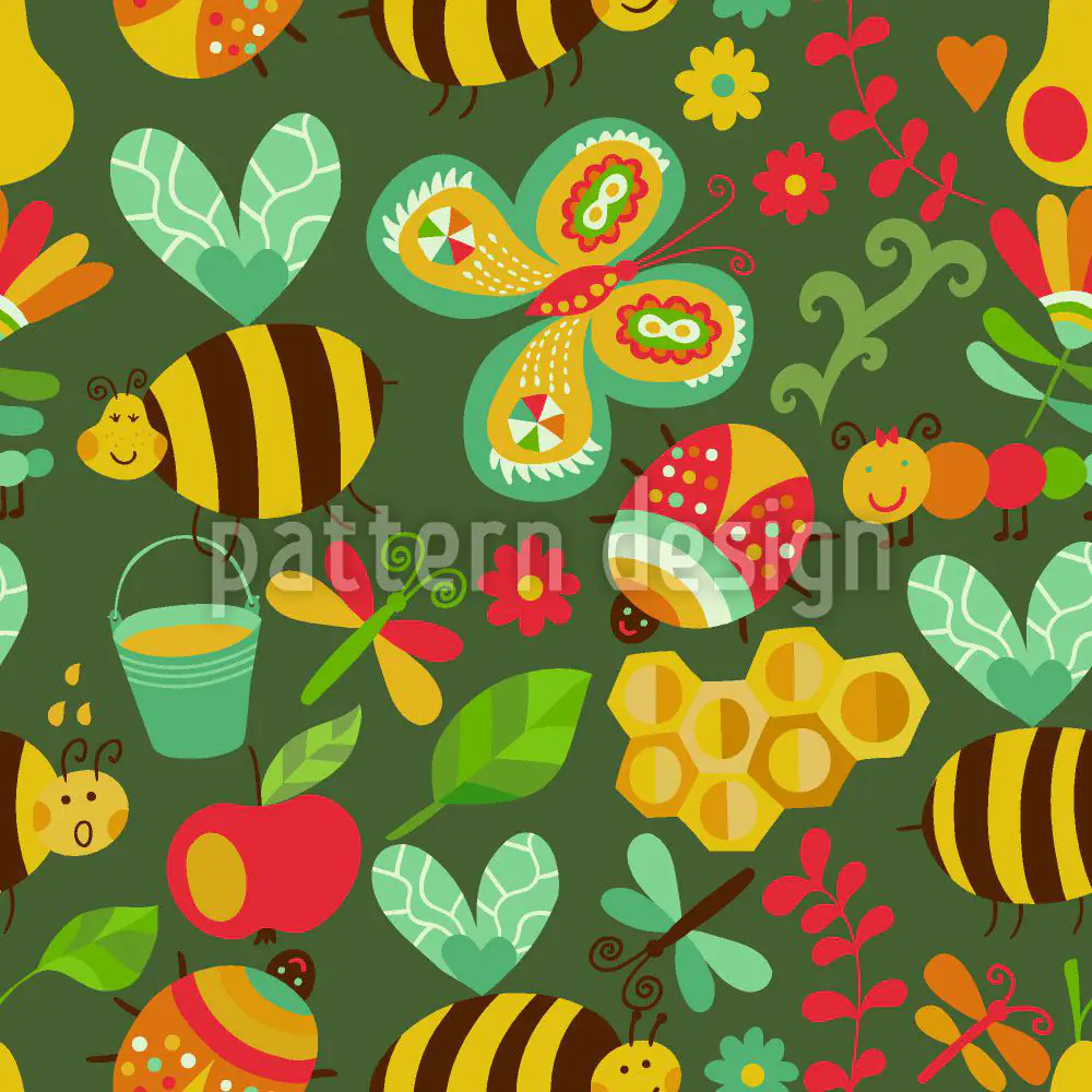 Wall Mural Pattern Wallpaper Busy Honey Bees In The Woods
