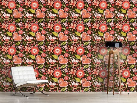 Wall Mural Pattern Wallpaper Love Confessions In The Folklore Garden