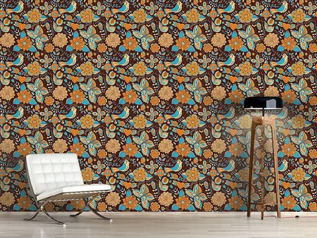 Wall Mural Pattern Wallpaper Fauna And Flora In Autumn